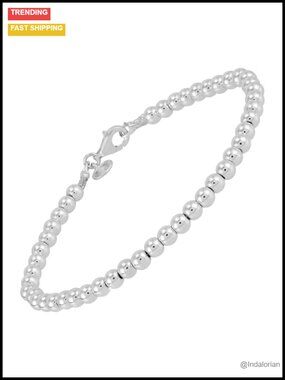 Silpada Hematite Beaded Bracelet in Sterling Silver, 7.5"